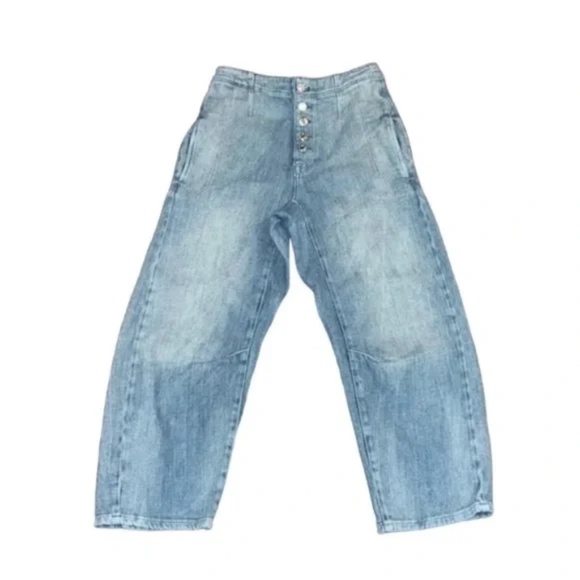 Free People We The Free Osaka Relaxed Low Slung Slouchy Tapered Cropped Jeans - Picture 5 of 6